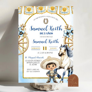 Convite Menino Azul Marinho Charro e Cavalo Presentacion d