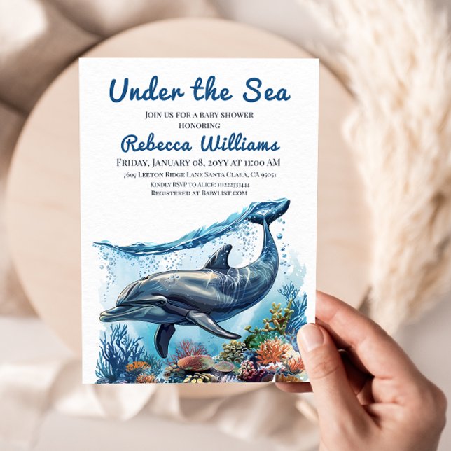 Convite Menino azul náutico sob o Chá de fraldas do mar (Criador carregado)