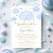 Menino Azul Nuvem Polvilhada com Amor Bebê Polvilh