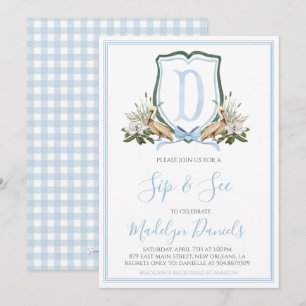 Convite Menino Azul Preppy Southern Pelican Sip & See