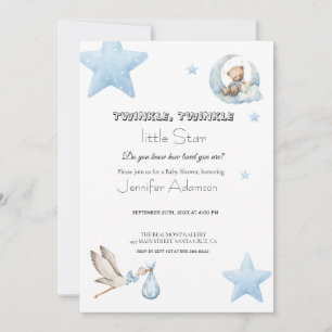 Convite Menino bebê estrelinha cintilante aquarela