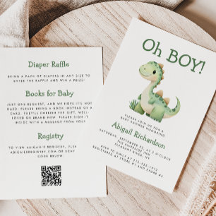Convite Menino Bonito Código QR Dinossauro Verde ChuvadeBe