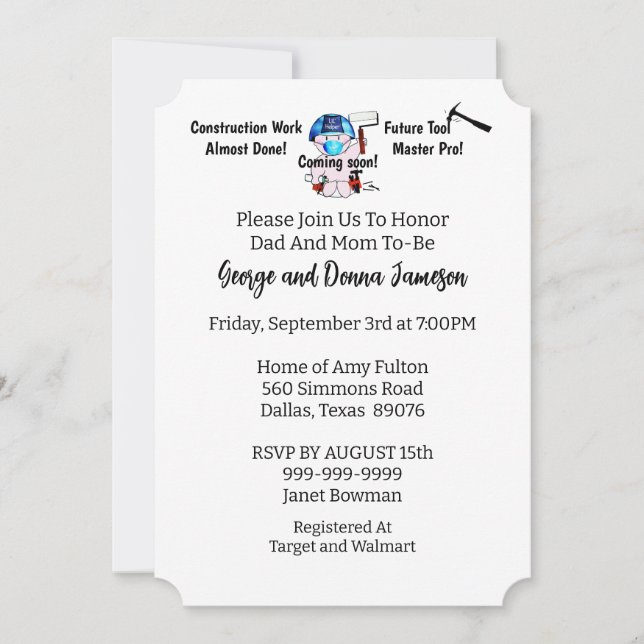 Convite Menino Carpinteiro  (Frente)