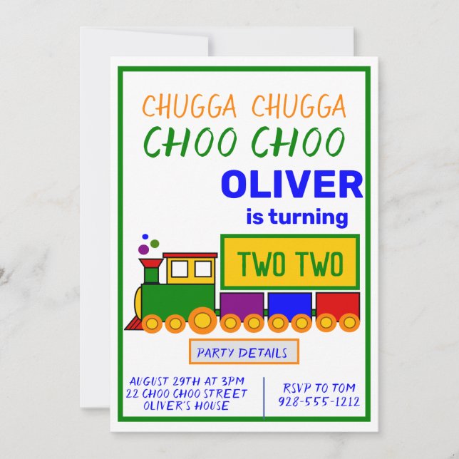 Convite Menino Chugga Choo Choo faz 2 anos (Frente)