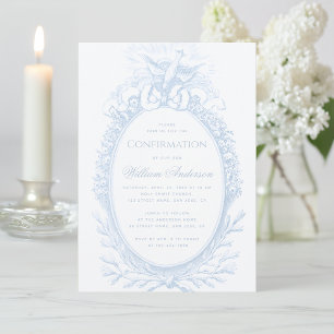 Convite Menino Confirmação Azul Espírito Santo Pombo Vinta