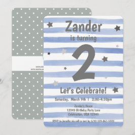 Convite menino de 1º aniversário estrela azul