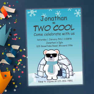 Convite Menino de 2 anos de idade Urso Polar Dois Resfriad