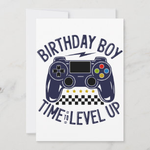 Convite Menino de Aniversário Hora de Subir de Nível