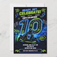 Menino de Azul Neon Verde Correndo 10º Aniversário