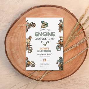 Convite Menino de bicicleta de terra 8º aniversário