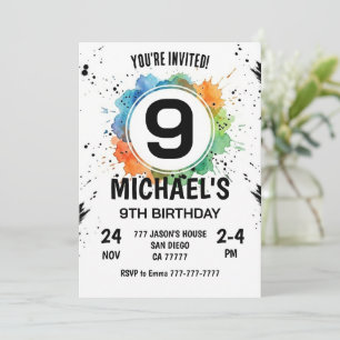 Convite Menino de Esplendor em Aquarela 9º Aniversário