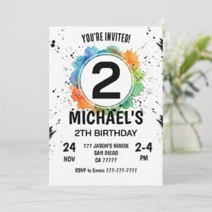 Convite Menino de Esplendor em Aquarela Aniversário de 2 A