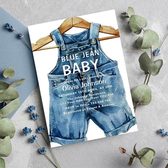 Convite Menino de Jeans Azul Chuvá de Bebê Western (Criador carregado)