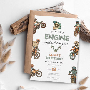 Convite Menino de moto de terra 3º aniversário