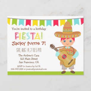 Convite Menino de Olhos Azuis Festa Mexicana de Aniversári