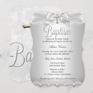 Convite Menino de prata ou menina do baptismo do laço & d