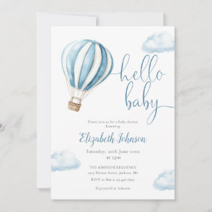 Convite Menino do Balão Azul Código QR Foto Chá de Bebê