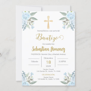 Convite Menino do Batismo Espanhol