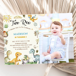 Convite Menino do Dinosaur Two Rex