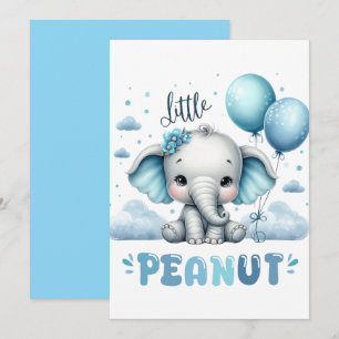 Convite Menino Elefante Bonito Amendoim