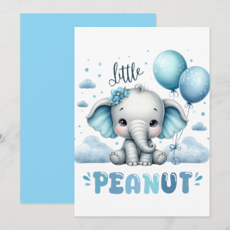 Convite Menino Elefante Bonito Amendoim 