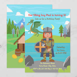 Convite Menino guerreiro viking e festa de aniversário do 