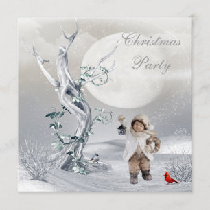 Convite Menino mágico da cena do inverno da lua & Natal
