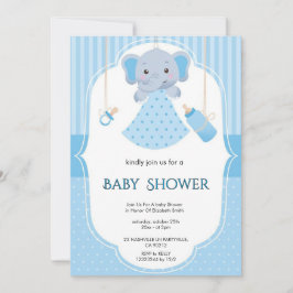 Convite Menino Moderno Elefante Aquarela Chá de Bebê