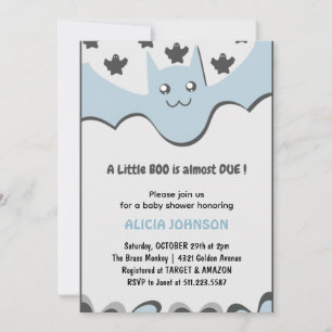 Convite Menino morcego fofo Pequeno boo baby shower de Hal