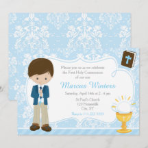 Menino Moreno Primeira Comunhão Damask
