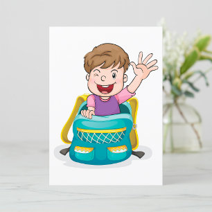 Convite Menino na mochila balançando crianças da escola di