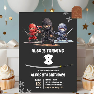 Convite Menino negro americano ninja aniversariante