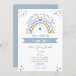 Convite Menino no Caminho do Chá de fraldas Arco-Íris Conv