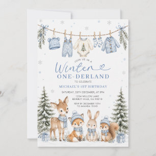 Convite Menino Oneederland de Inverno Aniversário de 1 Ano