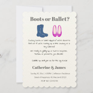 Convite Menino ou Garota Boot Raça Sexo Baleado