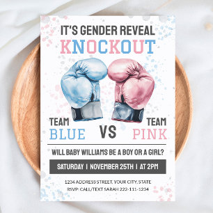 Convite Menino ou Menina de Aquarela Boxe Revelação de Gên