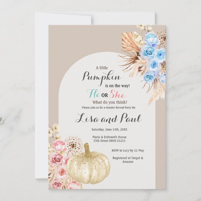 Convite Menino ou Menina de Outono Pumpkins Revolução de G (Frente)