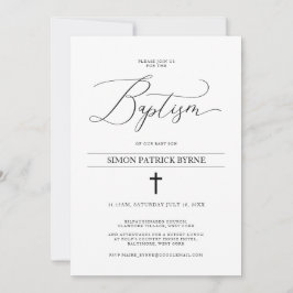 Convite Menino ou Menina do Batismo Cruzado Elegante