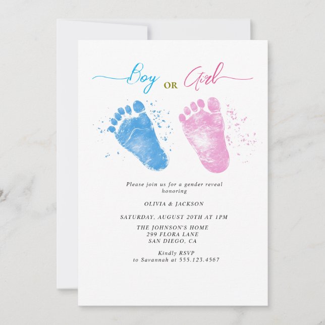 Convite Menino ou Menina Festa de gênero (Frente)