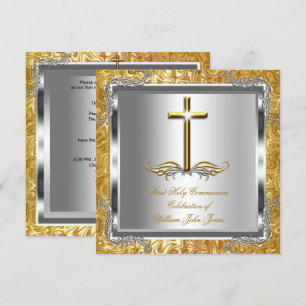 Convite Menino ou Menina Primeira 1ª Comunhão Ouro Prata 2