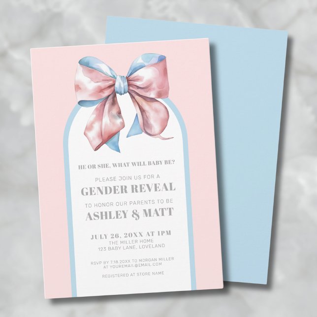 Convite Menino Ou Menina Rosa E Azul Revelação De Gênero (Boy Or Girl Pink And Blue Gender Reveal Invitation)