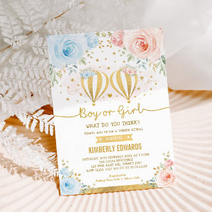 Convite Menino ou Menina, Sexo de Balão de Ar Quente Reve