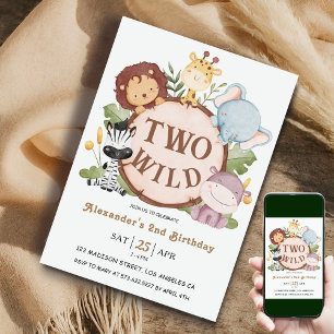 Convite Menino Safari Animais DOIS SELVAGENS! segundo aniv