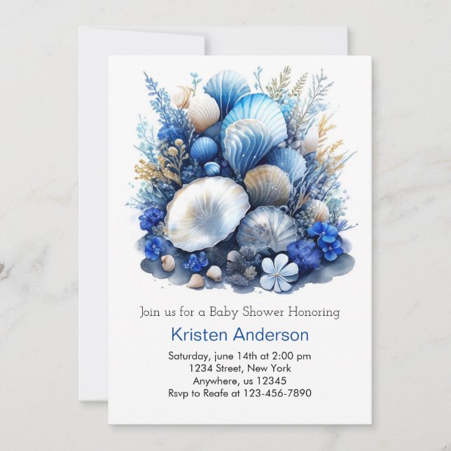 Convite Menino sob o Chá de fraldas do mar (Frente)