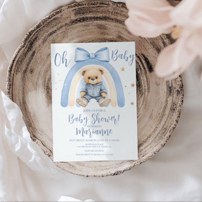 Convite Menino Urso Préppy Churrasco de Bebê Casual (Criador carregado)