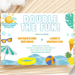 Convite Meninos Aniversário de Irmãos de Verão e Formatura