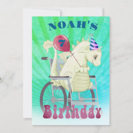 Convite Meninos com deficiência Dragão Verde Aniversário