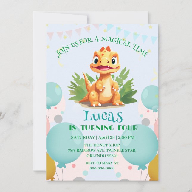 Convite Meninos da Festa de aniversário do zoológico selva (Frente)