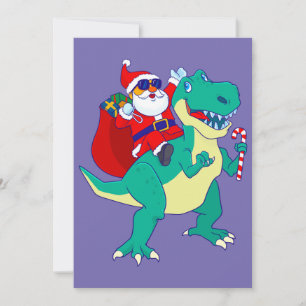 Convite Meninos de Natal Dinossauro Papai Noel T Rex Natal