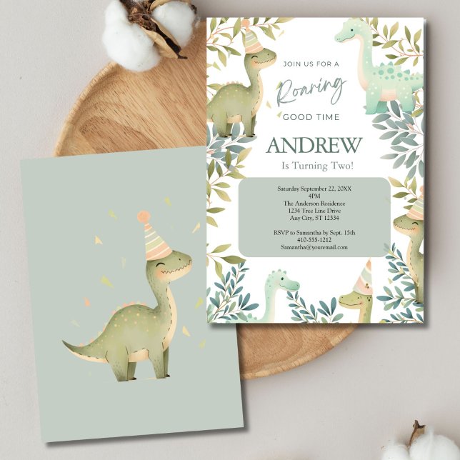 Convite Meninos Dinossauro Festa de aniversário 1rua segun (Dinosaur Boys Birthday Invitation. 1st, 2nd, 3rd, 4th Birthday.)